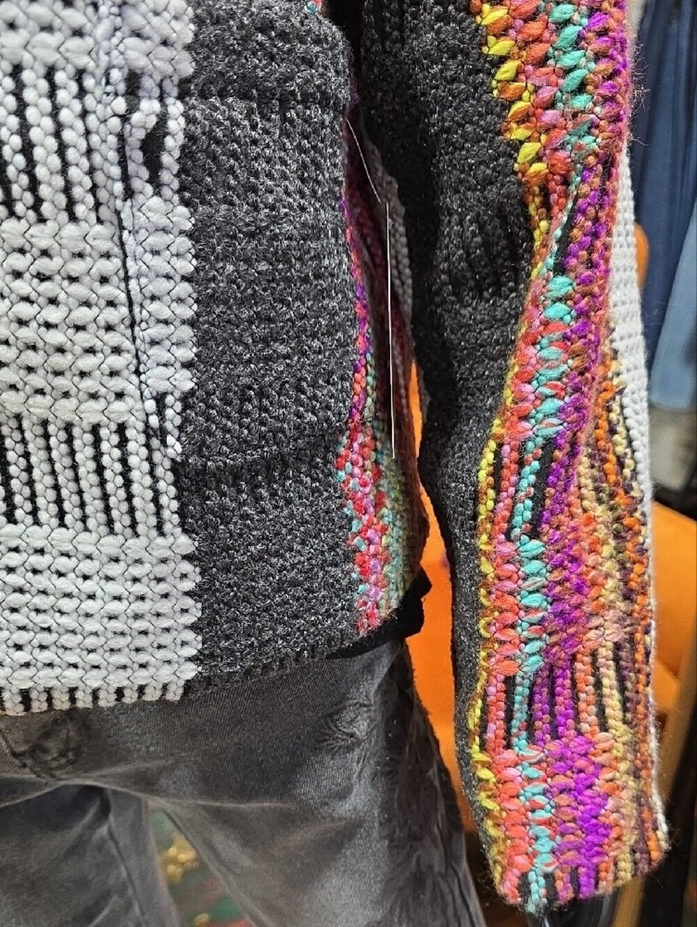 Colorblock Crochet Open-Front Jacket - Multi/Gray - Picture 10 of 11